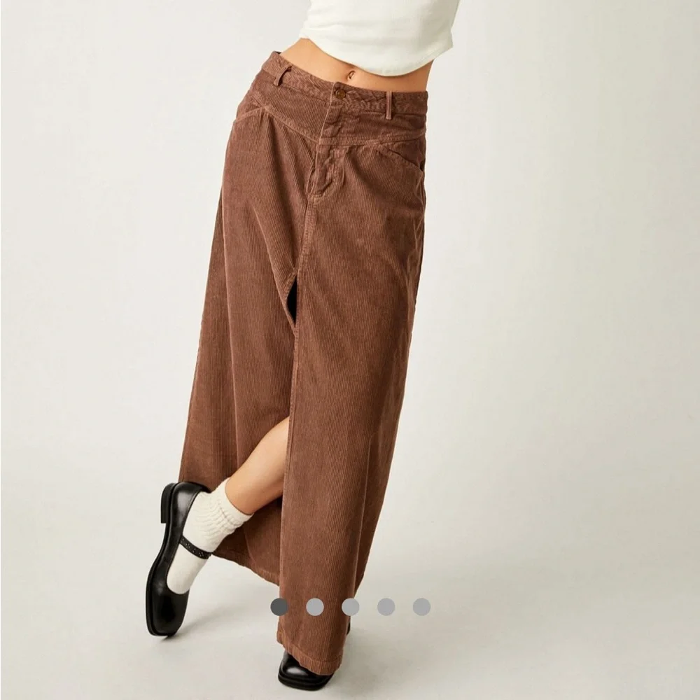 Free People Brown Corduroy Maxi Skirt